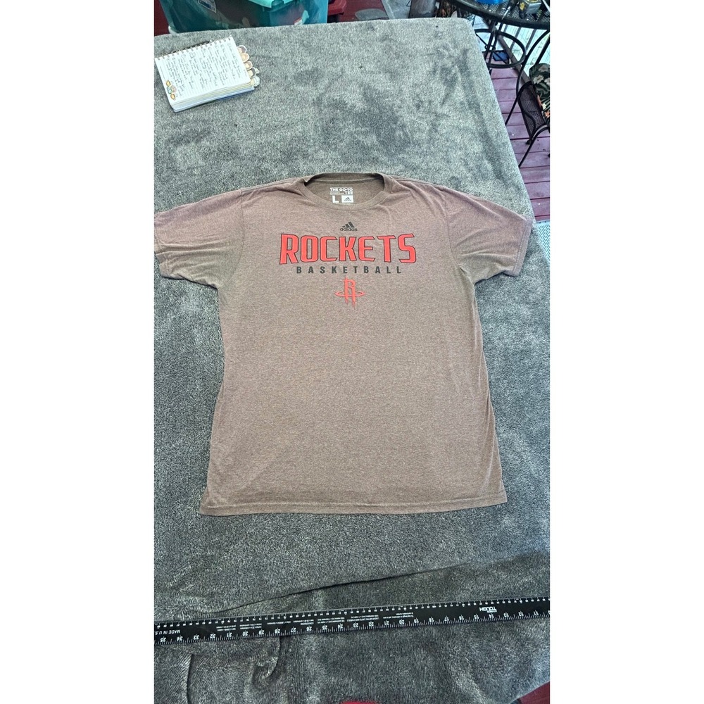 Adidas Houston Rockets Basketball The Go-To Tee Brown Heather T-Shirt Mens Large